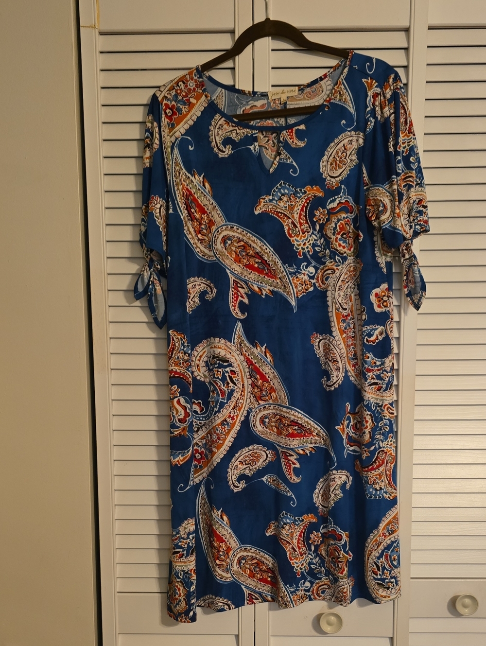 Blue Paisley Tie-Sleeve Midi Dress